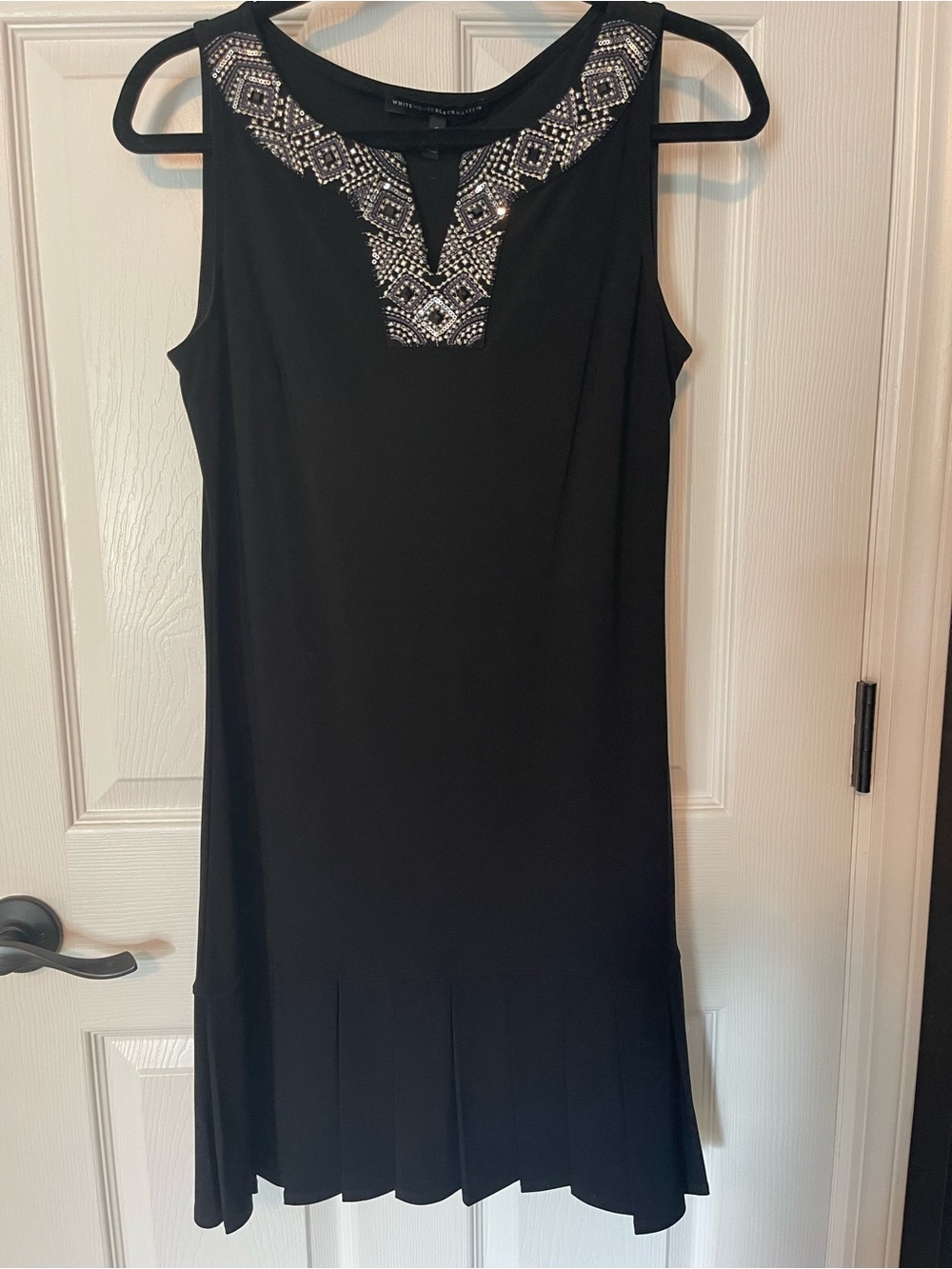 WHBM Embellished Black Sleeveless Shift Dress
